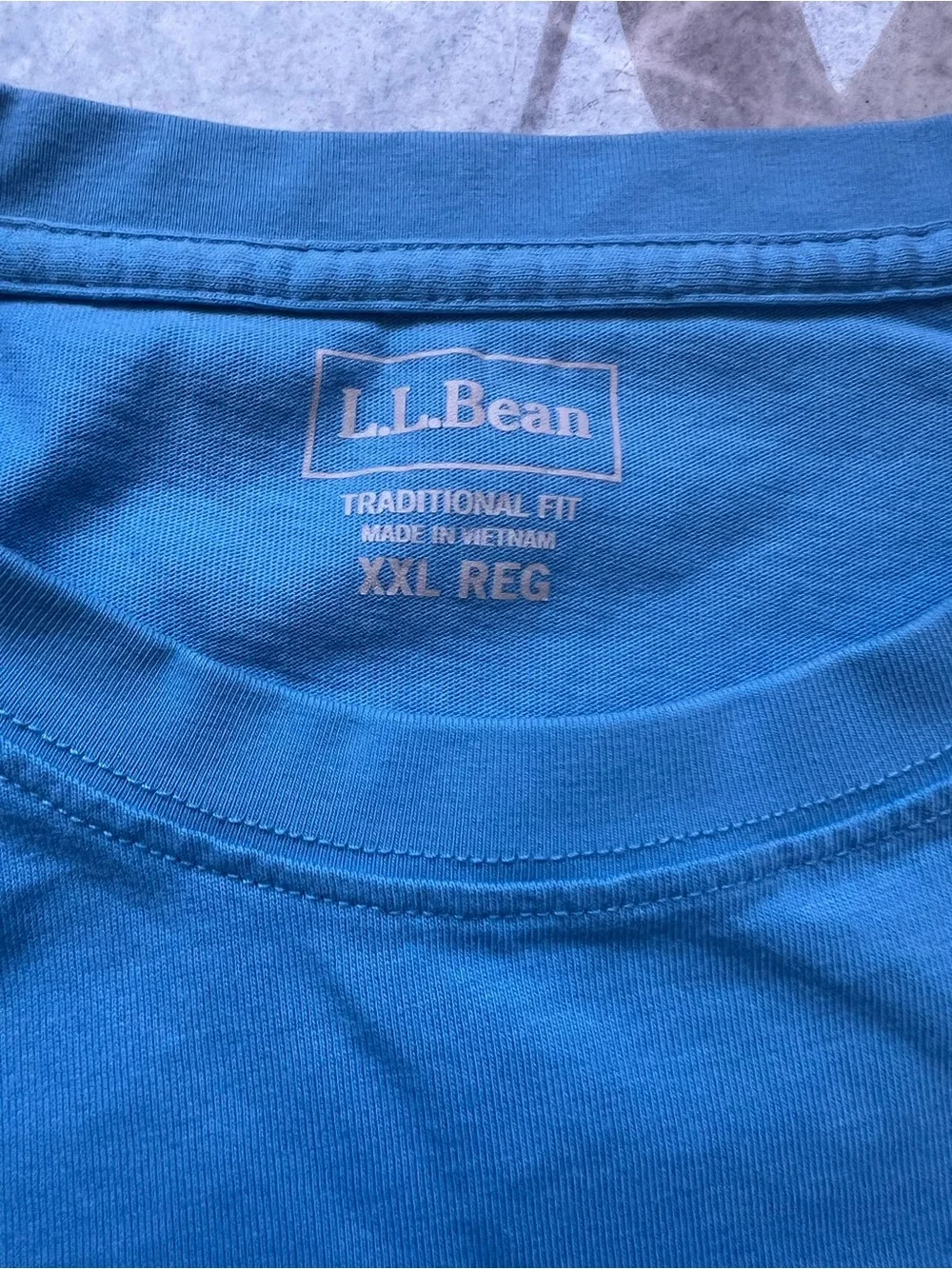 LL Bean Mens XXL Blue Graphic T-Shirt Cotton Outdoor Tradition Logo